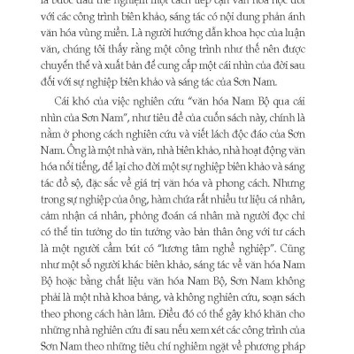 Văn Hóa Nam Bộ Qua Cái Nhìn Của Sơn Nam