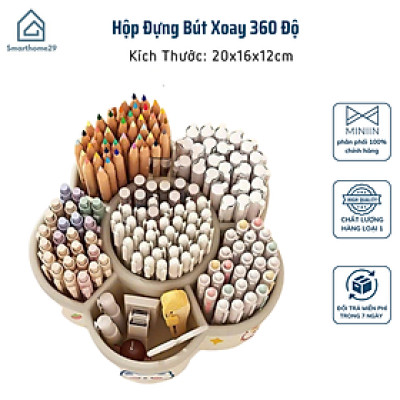 Hộp Đựng Bút Xoay 360 Thiết Kế Bông Hoa 6 Ngăn – Hộp Đựng Văn Phòng Phẩm Để Bàn - HÀNG CHÍNH HÃNG MINIIN