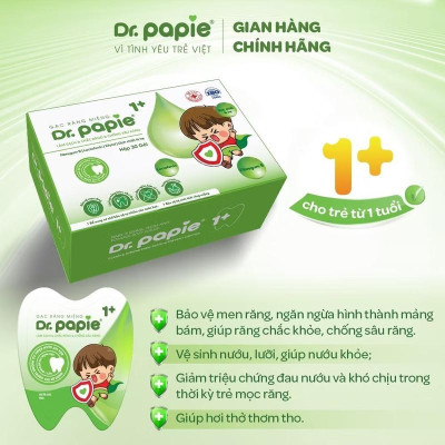 [Mua 1 Tặng 1] Gạc Rơ Lưỡi Dr.Papie 1+ (Hộp 30 Gói), Làm Sạch Và Bảo Vệ Răng Miệng Cho Bé Tặng 1 Hộp (5 Gói) Gạc Dr.Papie