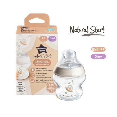COMBO 2 Bình Sữa Ty Siêu Mềm Tự Nhiên Tommee Tippee Nature Start PP & PPSU 150ml, Họa Tiết