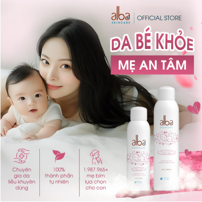 Xịt Khoáng BABY ALBA Chống Hăm Khô Rôm Sảy Giúp Da Bé Mịn Màng 300ML
