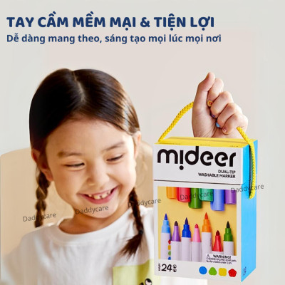 Bút màu 2 đầu , bút highlight đồ dùng học tập cho bé Dual- Tip Washable Marker Mideer