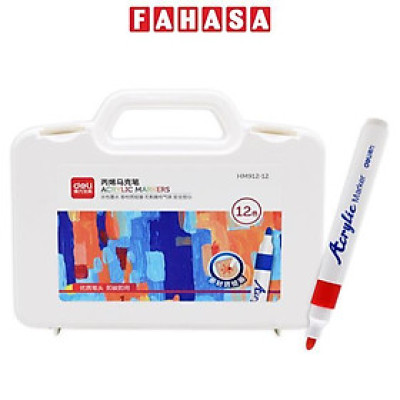 Hộp 12 Bút Màu Acrylic Marker 1 Đầu - Deli HM912-12