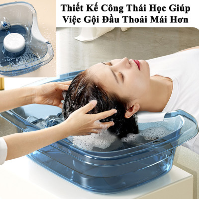 Chậu Gội Đầu Tại Giường KUNBE Mẫu Trong Suốt Tiện Lợi Cho Người Già Người Bệnh Mẹ Bầu