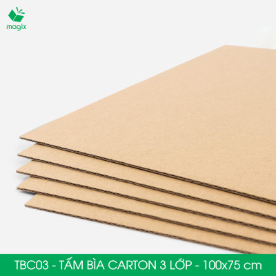 TBC03 - 100x75 cm - 5 tấm bìa carton 3 lớp nguyên tấm cứng cáp, bìa gói hàng, bìa mô hình