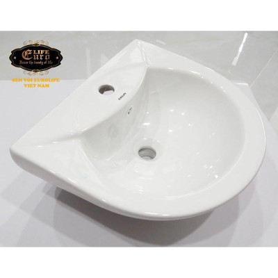 Chậu Lavabo sứ men Nano tuyết chân treo Eurolife EL-LVB01 (Trắng)