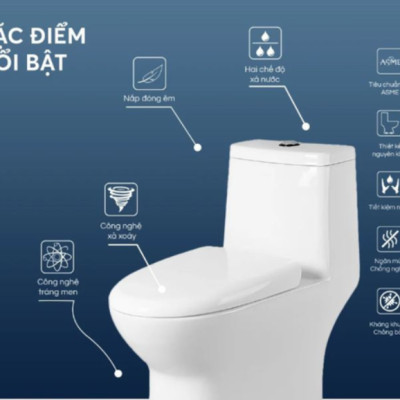 Bồn cầu nguyên khối Tundo Yoshi nano kháng khuẩn CTT02 700 x 390 x 655mm