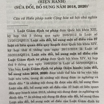 Sách-  Luật Gám Định Tư Pháp ( Hiện hành) ( sửa đổi, bổ sung năm 2018,2020)