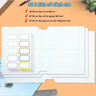 Tập 10 Bọc Decan sách, vở các cấp, đủ kích thước, Kèm 1 tập nhãn vở