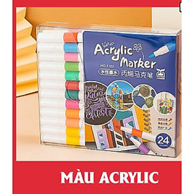 Bộ Bút Màu Acrylic Marker 12/24/36/48/60 Bút Cao Cấp Màu Sắc Tươi Sáng