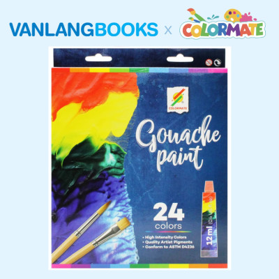 Sách Vẽ Màu Nước Cho Người Mới Bắt Đầu (Tái Bản 2025) + Hộp 24 Tuýp Màu Vẽ Gouache Paint - Vanlangbooks x Colormate