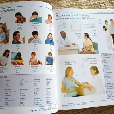 Combo 2 sách Từ điển hình ảnh Tam Ngữ Trung Anh Việt – Visual English Vietnamese Chinese Trilingual Dictionary +Bài tập luyện dịch tiếng ứng dụng (Sơ -Trung cấp, Giao tiếp HSK có mp3 nghe, có đáp án)+DVD tài liệu 