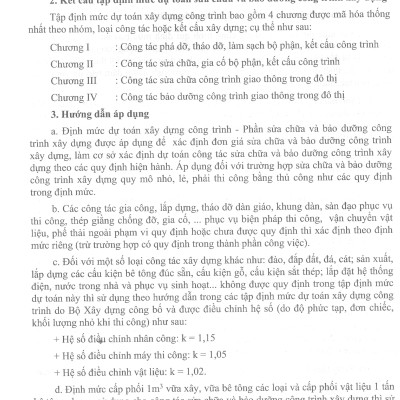 Định Mức Dự Toán Sửa Chữa Và Bảo Dưỡng Công Trình Xây Dựng