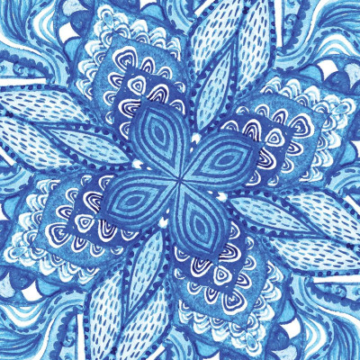 Blue & White Note Cards, 24 Blank Cards: 8 Unique Designs With 25 Patterned Envelopes