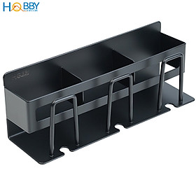 Kệ để bàn chải 3 ngăn inox 304 sơn đen dán tường Hobby home decor CD4B