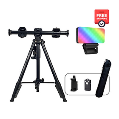 Combo Tripod Yunteng VCT-6109 và Đèn trợ sáng RGB Z1 - Hỗ trợ quay góc Topshot kèm đèn trợ sáng - Hàng chính hãng