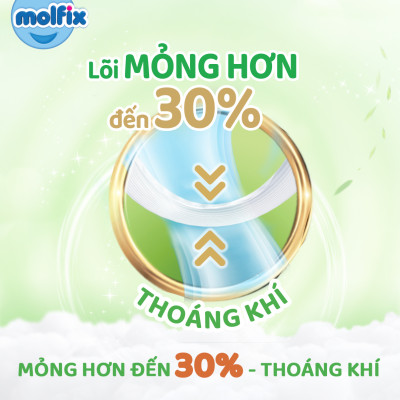 Miếng lót sơ sinh Molfix Thiên nhiên Super Jumbo Newborn 1 (dưới 1 tháng tuổi) - Gói 90+10 miếng