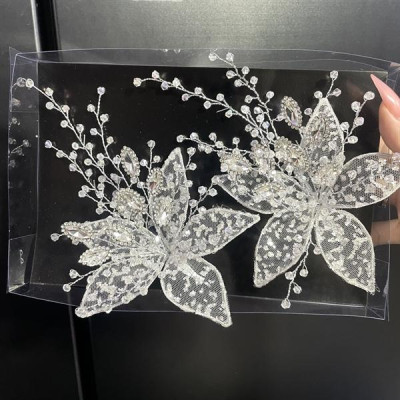 Cài tóc cô dâu kim sa trắng đính đá mẫu mới