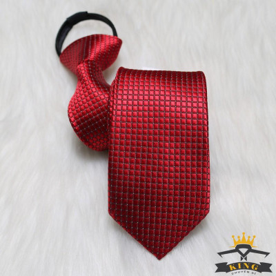 Cà Vạt Nam Đỏ KING Thắt Sẵn, Bản Nhỏ 6cm ( C018 )