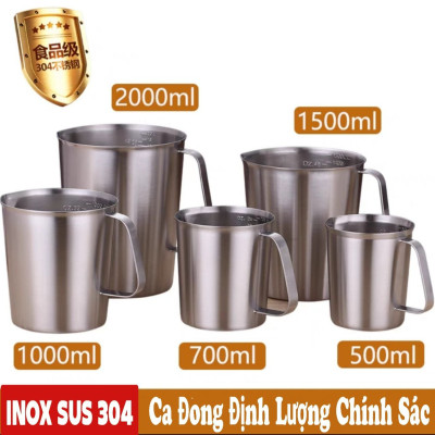 ( hàng cao cấp ) ca đánh sữa inox 304 có vạch đong 500ml, 700ml, 1L