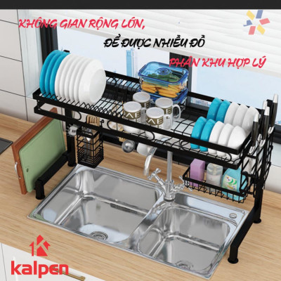 Kệ Để Chén Đĩa Thông Minh Trên Bồn Rửa Sơn Đen Cao Cấp Kalpen, 1 tầng/2 tầng