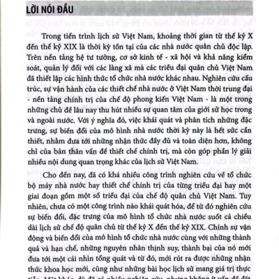 MÔ HÌNH TỔ CHỨC NHÀ NƯỚC Ở VIỆT NAM THẾ KỶ X - XIX