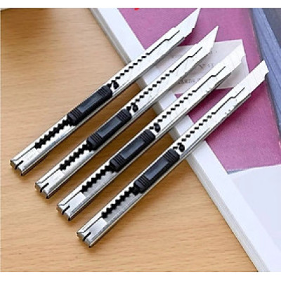 Dao rọc giấy lưỡi nhỏ cắt giấy văn phòng vỏ kim loại siêu bén - miếng lót chuột