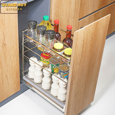 Giá gia vị inox 304 cho tủ bếp bảo hành vĩnh viễn han gỉ 3 tầng để đồ
