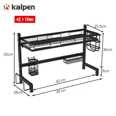 Kệ Để Chén Đĩa Thông Minh Trên Bồn Rửa Sơn Đen Cao Cấp Kalpen, 1 tầng/2 tầng