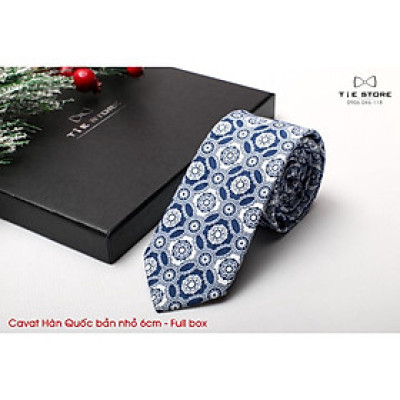 SALE Cà Vạt Nam Bản nhỏ 6cm xanh nhạt họa tiết tròn - Cavat Hàn Quốc Cao Cấp