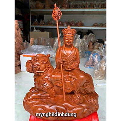 Tượng phật địa tạng vương bồ tát bằng gỗ hương đá kt 30x28x17cm