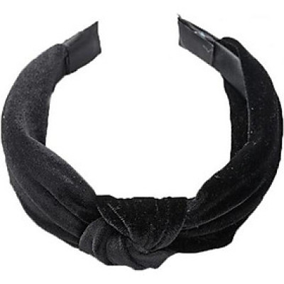 Bờm cài tóc turban nữ BN30G vải nhung màu đen bản to