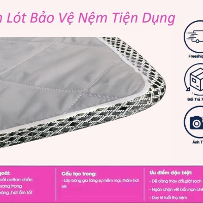 Tấm Lót Bảo Vệ Nệm Có Thun Chằn 4 Góc [Đủ Size]