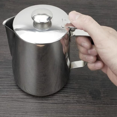 CA INOX 304 CA ĐÁNH SỮA CÓ NẮP ĐẬY NHIỀU SIZE CAO CẤP MILK PITCHER INOX 304