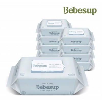 Khăn ướt BEBESUP Combo 5 SENSITIVE 80 tờ/gói nhập khẩu Hàn Quốc