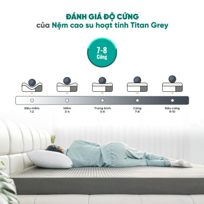 Nệm Cao Su Hoạt Tính Titan Grey - Êm ái, kháng khuẩn - Bảo hành 15 năm