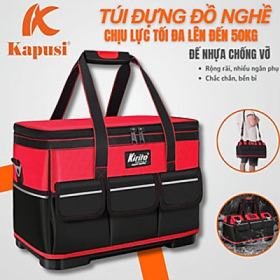 Túi Đựng Dụng Cụ KIRITO Vải Dày 600D – Chống Thấm, Đế Chịu Lực, Đựng Đồ Nghề Cơ Khí, Điện màu đỏ