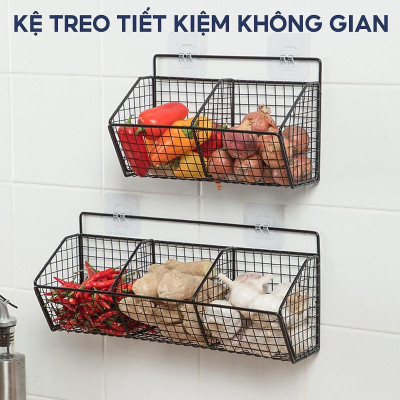 Kệ Lưới Đựng Gia Vị Dán Tường,Kệ Nhà Bếp, Đựng Hành Tỏi, Đồ Nhà Tắm... Tặng Kèm Miếng Dán Siêu Chắc Chắn