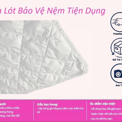 Tấm Lót Bảo Vệ Nệm Có Thun Chằn 4 Góc [Đủ Size]