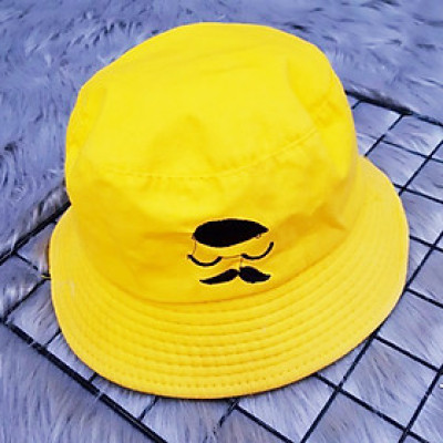 Nón bucket tai bèo nam thêu hình râu độc đáo, vòng đầu 58cm, vành rộng chống nắng tốt - Hạnh Dương