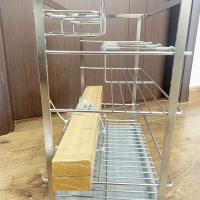 Giá gia vị inox 304 cho tủ bếp bảo hành vĩnh viễn han gỉ 3 tầng để đồ