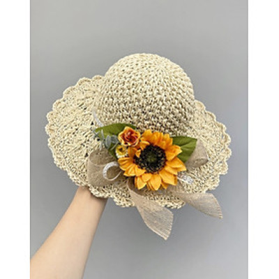 Nón mũ rộng vành gấp gọn đi biển hoa vàng mẫu mới dona24072904