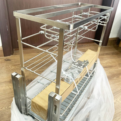 Giá gia vị inox 304 cho tủ bếp bảo hành vĩnh viễn han gỉ 3 tầng để đồ