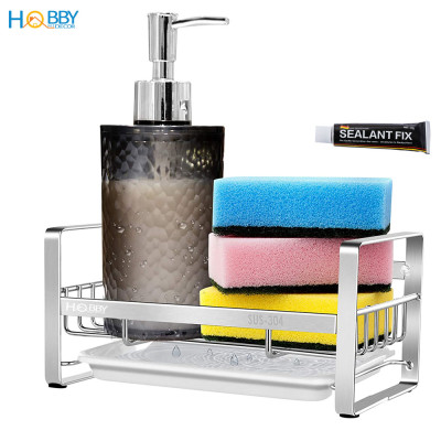 Kệ để đồ rửa bát có khay nhựa dán tường inox 304 Hobby Home Decor KRC1