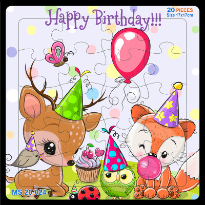 05 bộ tranh xếp hình 20 mảnh size 17x17cm – đồ chơi trí tuệ cho bé từ 2 tuổi – Combo Động vật dễ thương 1