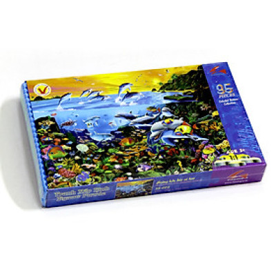 Tranh xếp hình Tia Sáng Jigsaw Puzzle 035 mảnh phát triển trí tuệ cho bé - Hoàng Hôn Đảo Cá Heo - MSP: 035-003