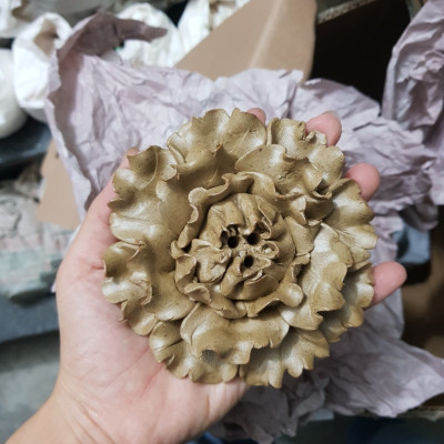 Hoa gốm thủ công cắm nhang trầm hoặc để trầm nụ DDT27 hoa nâu