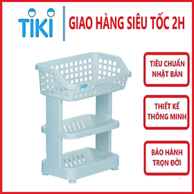 Kệ Đa Năng 3 Tầng Bằng Nhựa Cao Cấp Nachi Plus Inochi Nhật Bản - Dùng Trong Nhà Bếp, Phòng Tắm, Phòng Ngủ (298 x 190 x 376 mm)