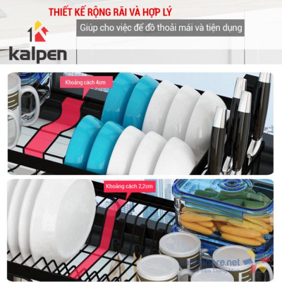 Kệ Để Chén Đĩa Thông Minh Trên Bồn Rửa Sơn Đen Cao Cấp Kalpen, 1 tầng/2 tầng