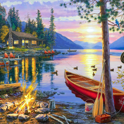 Bộ tranh xếp hình cao cấp 500 mảnh ghép – Hoàng Hôn Bên Hồ